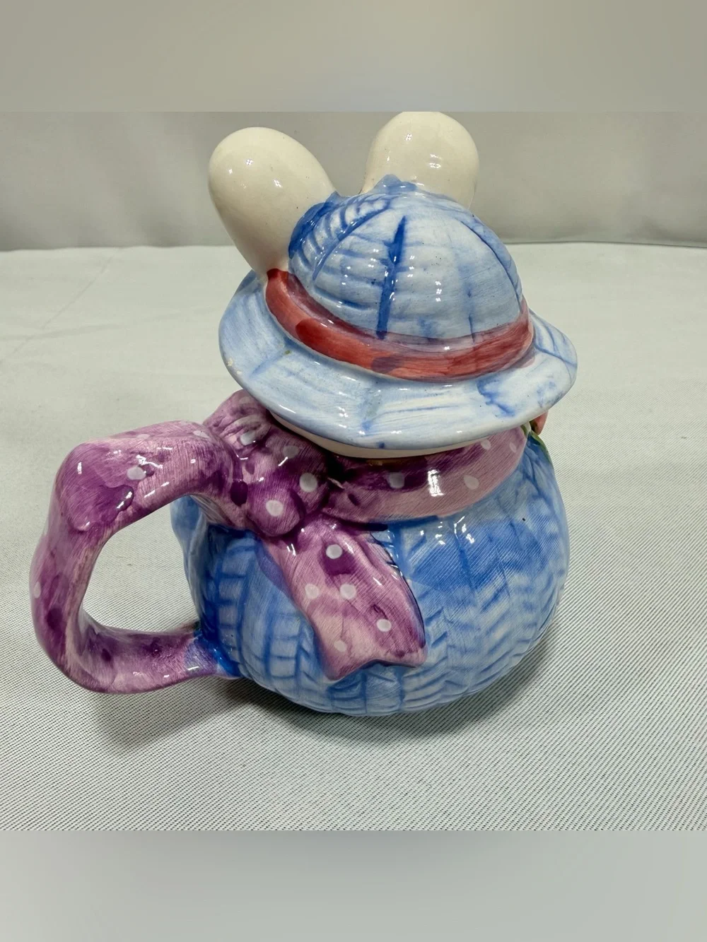 Vintage Ceramic Easter Bunny Teapot Spring Decorative Pink Blue Flomo Unlimited